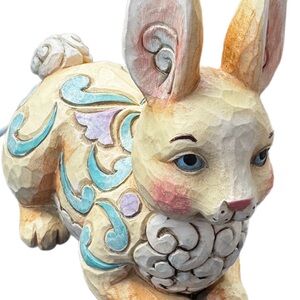 Jim Shore Cream and Blue Decorative Bunny Figurine